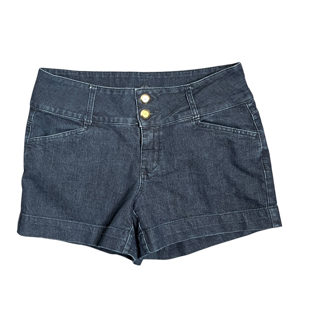 W62 Womens Signature Fit Dark Wash Denim Shorts Size 12 Stretch Indigo Blue Flaw